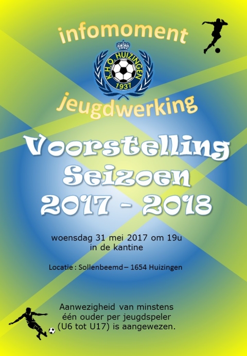 Infoavond: voorstelling jeugdwerking 2017/2018