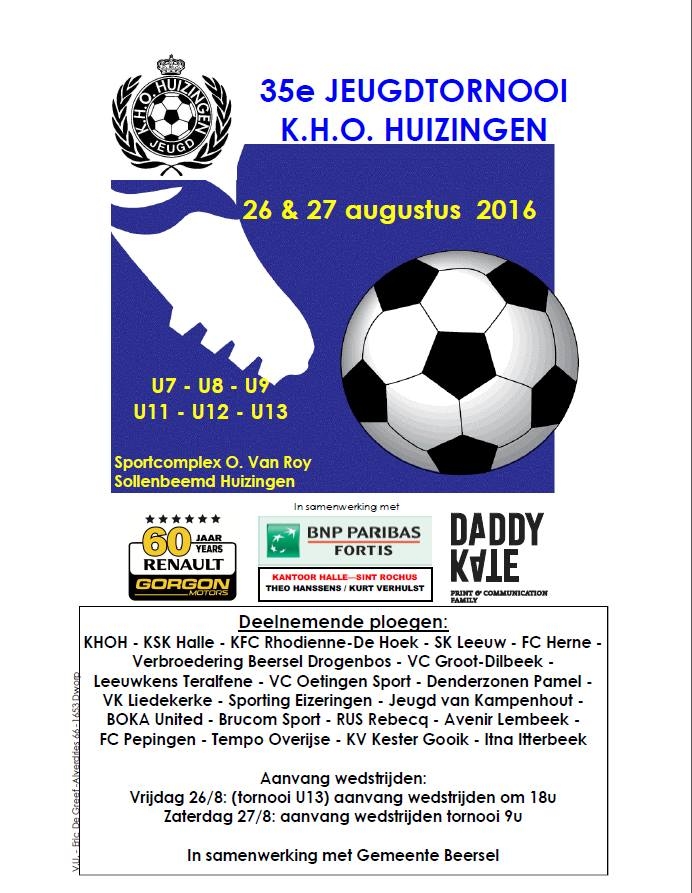 35e Jeugdtornooi KHO Huizingen - 26 en 27 augustus